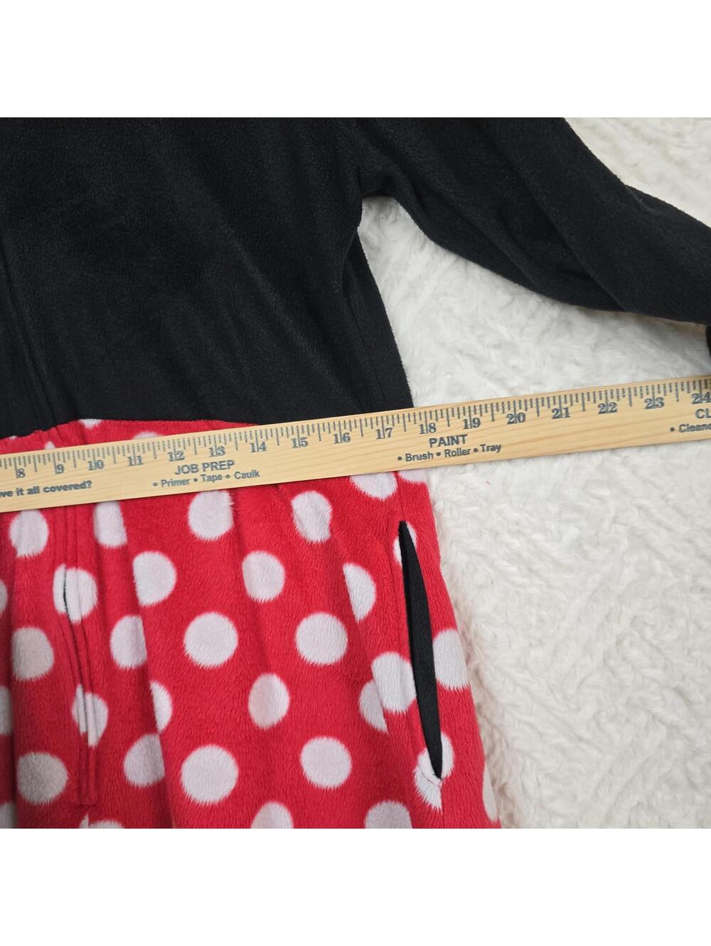 Disney Minnie Mouse Hooded Sleepwear Dress Black Red Polka Dot L/XLPajama Romper - Picture 8 of 8